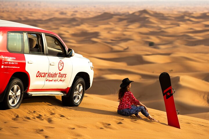 Experience the stunning red dunes of Dubai while enjoying sandboarding and quad biking. Embrace the serene beauty of the desert and create unforgettable memories against this breathtaking backdrop.